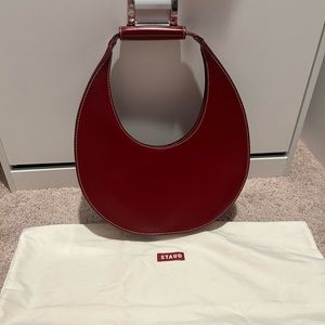 Staud Moon Bag Brown burgundy color raspberry Sold Out color